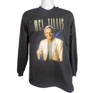 Mel Tillis Long Sleeve Black T-Shirt Size Large L 100% Cotton